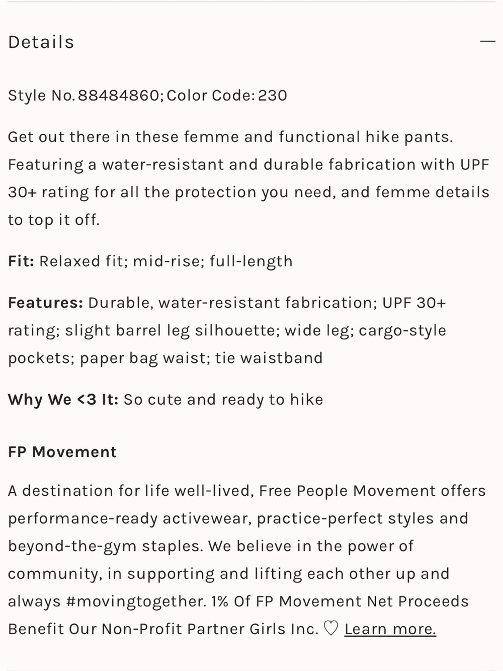 FP Movement In The Wild Hike Pants - Picture 11 of 11